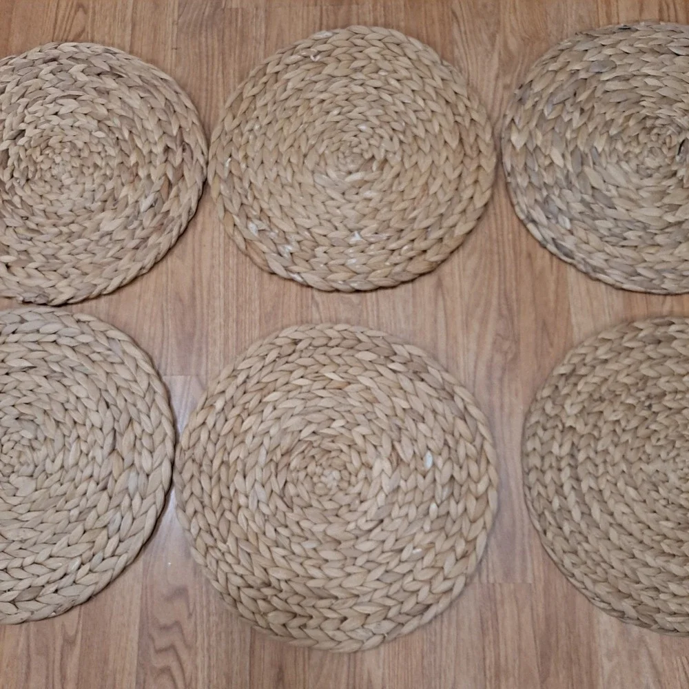 6 Braided Natural Wicker Water Hyacinth Placemats 15